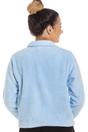 Blue Soft Fleece Bed Jacket With Floral Motif, Image 2 of 4