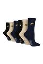 Navy 6 Pack Embroidered Crew Socks, Image 1 of 3