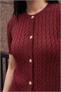 Wine Dusk Cable Knit Buttoned Top, Image 4 of 4