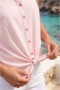 Light Pink Contrast Tie Front Button Up Blouse, Image 4 of 4