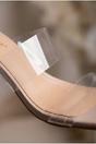 Beige iKrush Beige Ines Square Toe Perspex Block Mules, Image 3 of 5