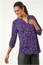 Purple Stretch Speckled Print Blouse, Image 1 of 5