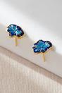 Blue Gold Plated Sterling Silver Blue Flower Studs, Image 3 of 3