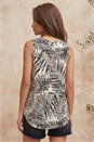 Black Palm Print Curved Hem Shell Top, Image 3 of 4