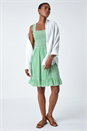 Green Zig Zag Print Shirred Cotton Dress, Image 4 of 5