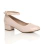 Natural AJVANI Natural Mid Block Heel Comfort Ankle Strap Court Shoes, Image 1 of 6