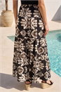Chocolate Printed Tiered Shirred Maxi Skirt, Image 3 of 4