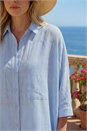 Light Blue  Boxy Relaxed Button Up Blouse, Image 4 of 4