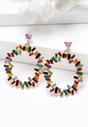 Multi Multi-Colored Round Circle Crystal Drop Earrings, Image 2 of 5