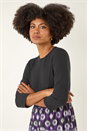Purple Geo Print Midi Stretch Dress, Image 4 of 5