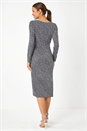 Grey Glitter Twist Detail Stretch Dress, Image 3 of 5