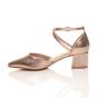 Rose Gold Mid Block Heel Crossed Strap Pointed Toe 2 Part Heels, Image 3 of 6