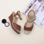 Tan AJVANI Tan High Wedge Heels Ankle Strap Cork Sandals, Image 4 of 6
