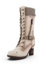 Cream Womens Heeled Combat Boots - M0162002, Image 2 of 7