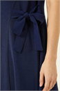 Navy  Side Tie Detail Midi Dress, Image 5 of 6