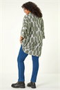KHAKI Curve Geometric Print Roll Neck Top, Image 3 of 5