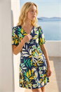 Yellow Leaf Button Detail Tea Dress, Image 3 of 4