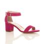 Fuchsia AJVANI Fuchsia Mid Block Heel Ankle Strap Sandals, Image 1 of 6