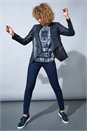 Navy  Faux Leather Suede Waterfall Jacket, Image 4 of 6