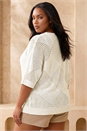 Ivory  Curve Metallic Diamond Knit Top, Image 3 of 4