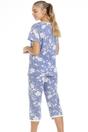 Light Blue Camille Lingerie Light Blue Lightweight Floral Capri Pyjama Set, Image 3 of 5