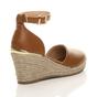 Tan Mid Wedge Heel Ankle Strap Espadrille Sandals, Image 4 of 6
