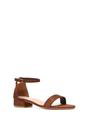 Brown XY LONDON Brown 'Tate' Low Block Heel Sandals With Ankle Strap, Image 2 of 5