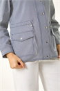 Navy  Stripe Stretch Safari Jacket, Image 5 of 5