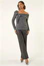 Dark Grey Bardot Sparkly Knit Jumper, Image 2 of 5