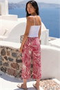 Wine Petite Print Linen Blend Cropped Trouser , Image 3 of 4