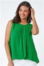 Green Pleat Detail Vest Top, Image 1 of 5
