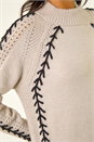 Beige Blanket Stitch Knit Jumper, Image 5 of 5