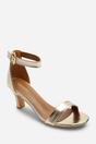 Gold 'Madrid' Mid Block Heel With Ankle Strap, Image 3 of 6