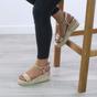 Rose Gold Mid Wedge Studded Flatform Sandals Espadrilles, Image 5 of 6