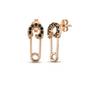 Rose Gold Sterling Silver Black Jewelled Mini Safety Pin Stud Earrings, Image 1 of 2