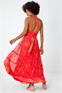 Pink Paisley Print Halter Neck Maxi Dress, Image 3 of 5