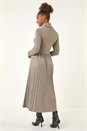 Grey High Neck Pleated Midi Dress, Image 3 of 5