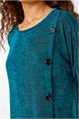 Teal Button Detail Marl Stretch Top, Image 5 of 5