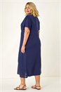 Navy  Curve Lace V-Neck Dress, Image 3 of 5