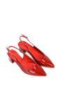 Red XY LONDON Red 'Devon' Court Shoe Block Heels With Slingback, Image 4 of 6