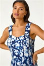 Navy  Stretch Abstract Panelled Short Dress, Image 4 of 5