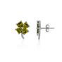 Silver Four Leaf Clover Sterling Silver Stud Earrings - Mystic Green, Image 1 of 1