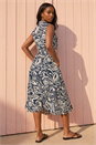 Navy  Petite Abstract Midi Shirt Dress, Image 2 of 4