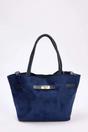 Navy Suede Tote With Soft Handle And Cross-Body Strap, Image 1 of 4