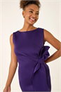 Purple Tie Waist Premium Stretch Dress, Image 4 of 5