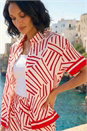 Red Dusk Geometric Buttoned Shirt, Image 1 of 4