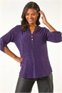 Plum Metallic Linear Floral Stretch Shirt, Image 4 of 5