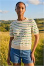 Ivory Petite Cable Knit Stripe Jumper, Image 1 of 4