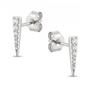 Silver Long Pave Dagger Stud Earrings, Image 1 of 3