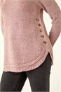Light Pink Button Detail Curved Hem Jumper, Image 5 of 5